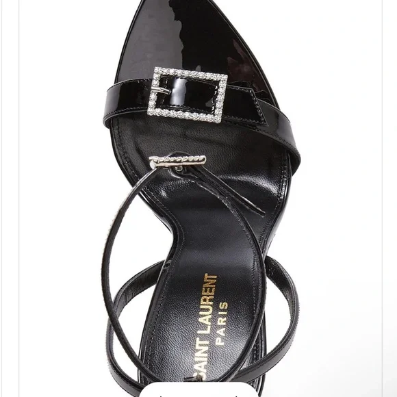 Saint Laurent Glossy Black Heels with Buckle - Picture 4 of 6